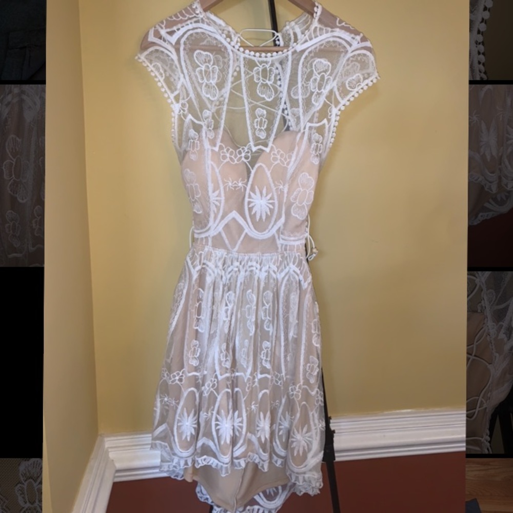 Charlotte Russe Formal Cream with White Lace Dress